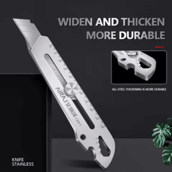 multifunctional utility knife tool | 6-in-1 stainless steel all purpose cutter with bottle opener, ruler & screwdriver