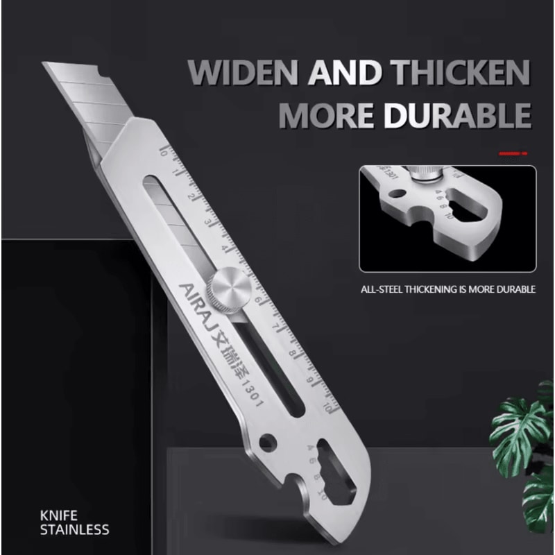 Multifunctional Utility Knife Tool 6in1 Stainless Steel All Purpose Cutter With Bottle Opener Rule 0