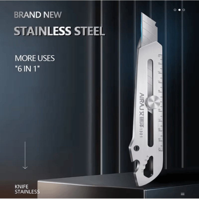 Multifunctional Utility Knife Tool 6in1 Stainless Steel All Purpose Cutter With Bottle Opener Rule 1