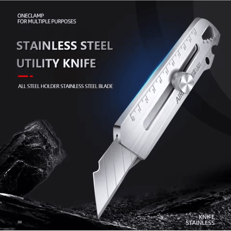 Multifunctional Utility Knife Tool 6in1 Stainless Steel All Purpose Cutter With Bottle Opener Rule 4