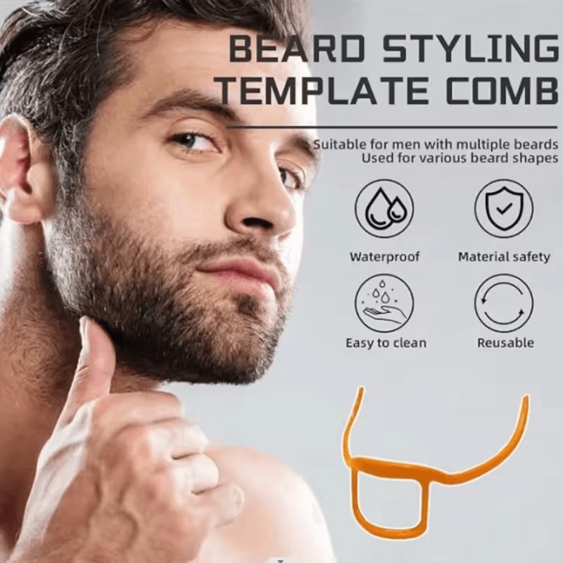 Silicone Mens Beard Shaping Tool Beard Shaper Guide For Neckline Cheek Styling Easy Clean Carry 2