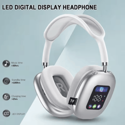 wireless bluetooth touch headphones with digital display | head-mounted noise cancellation earphones