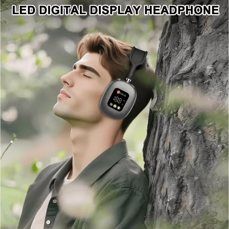 Wireless Bluetooth Touch Headphones With Digital Display HeadMounted Noise Cancellation Earphones 1