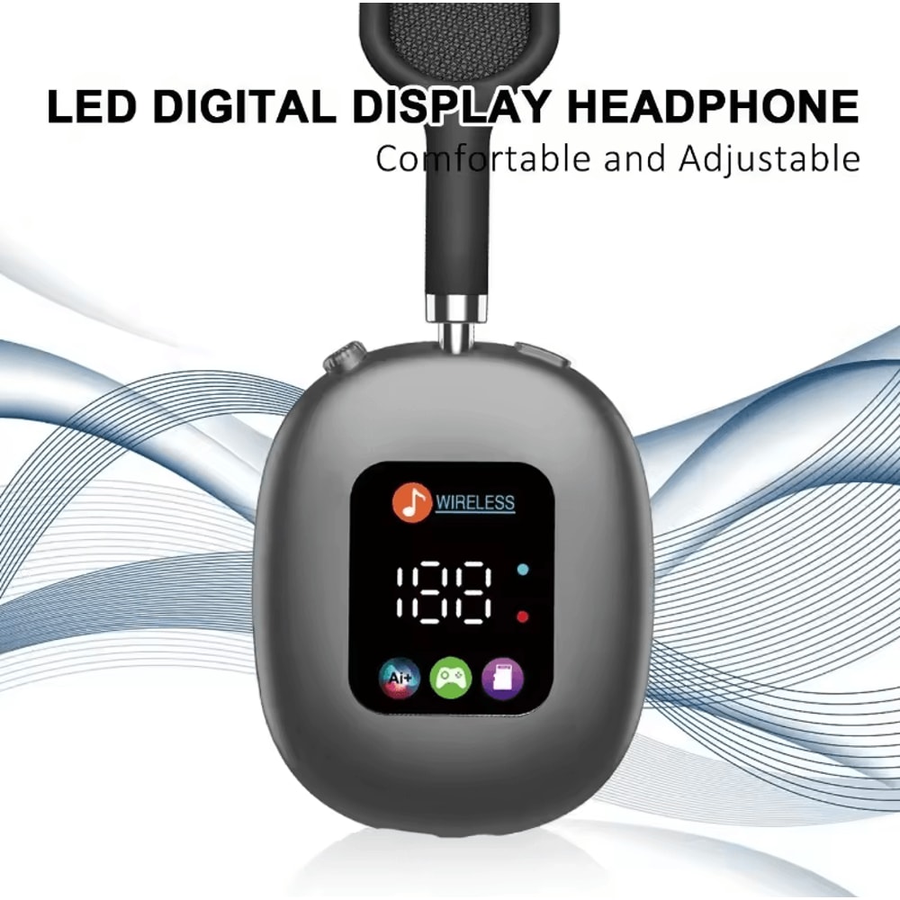 Wireless Bluetooth Touch Headphones With Digital Display HeadMounted Noise Cancellation Earphones 2