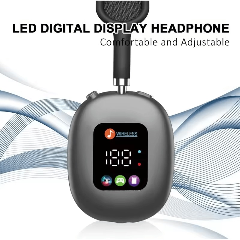 Wireless Bluetooth Touch Headphones With Digital Display HeadMounted Noise Cancellation Earphones 2
