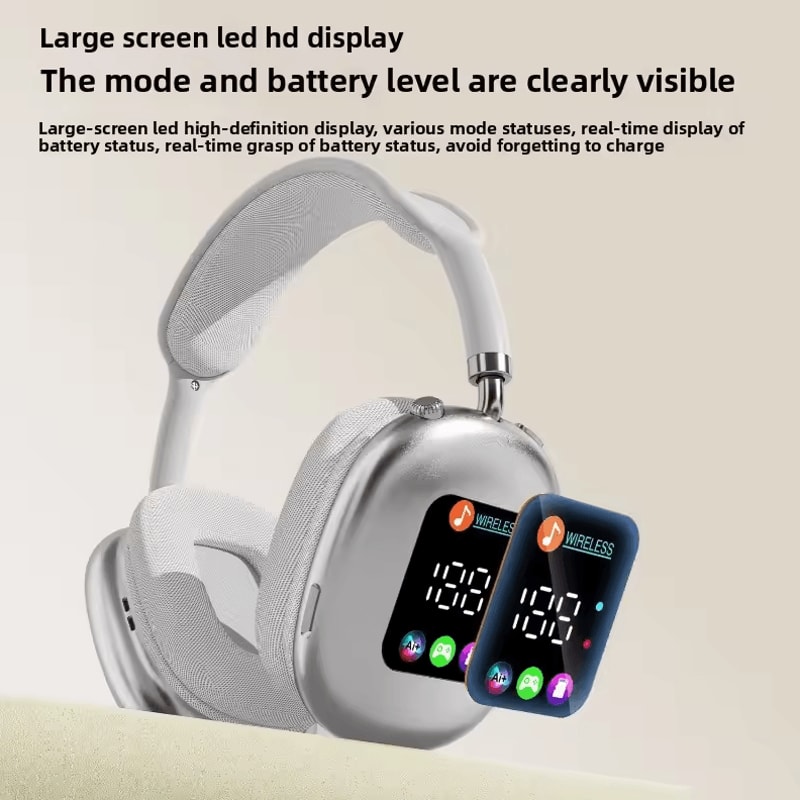 Wireless Bluetooth Touch Headphones With Digital Display HeadMounted Noise Cancellation Earphones 4