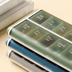14-grid 7-day weekly pill organizer box | dustproof moisture-proof daily medicine & vitamin storage case