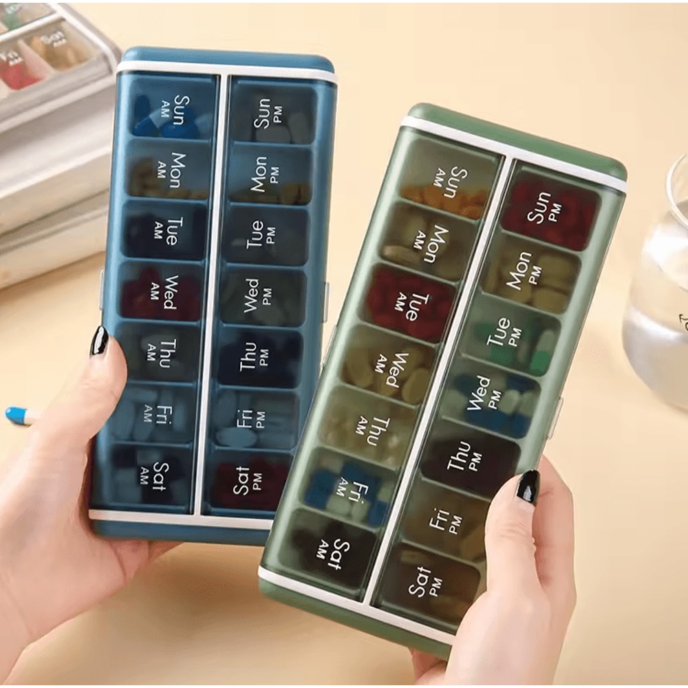 14Grid 7Day Weekly Pill Organizer Box Dustproof MoistureProof Daily Medicine Vitamin Storage Case 2