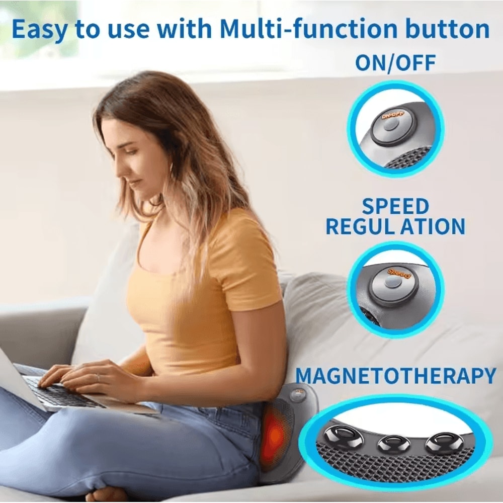 Portable Electric Massage Pillow Smart Neck Shoulder Waist Cervical Massage Pillow For Home Car 1