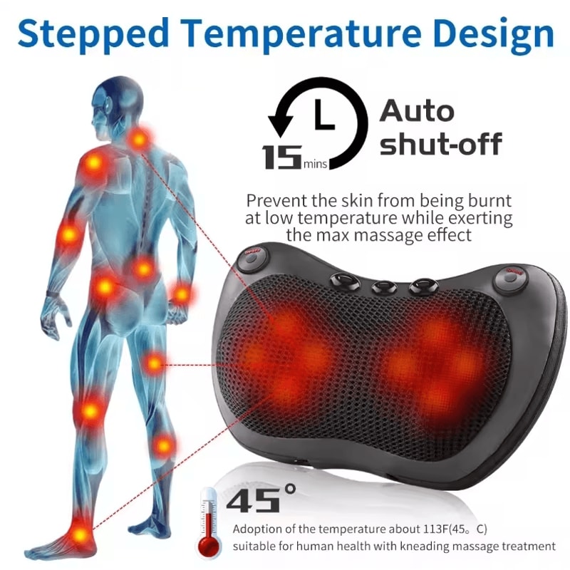 Portable Electric Massage Pillow Smart Neck Shoulder Waist Cervical Massage Pillow For Home Car 2