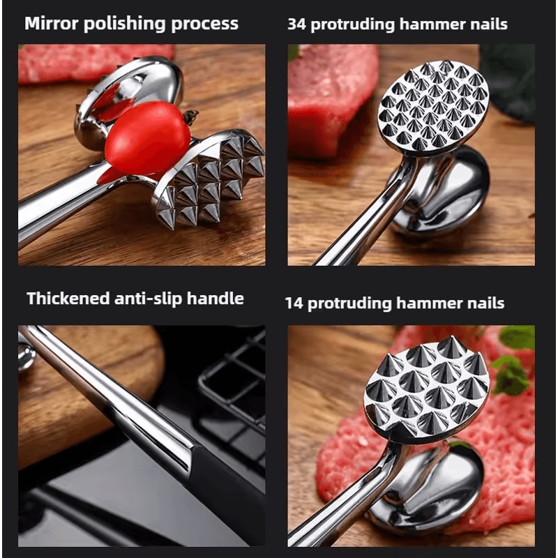 HighQuality DoubleSided Meat Hammer Tool Household Meat Tenderizer Mallet For Beef Pork Steak 4