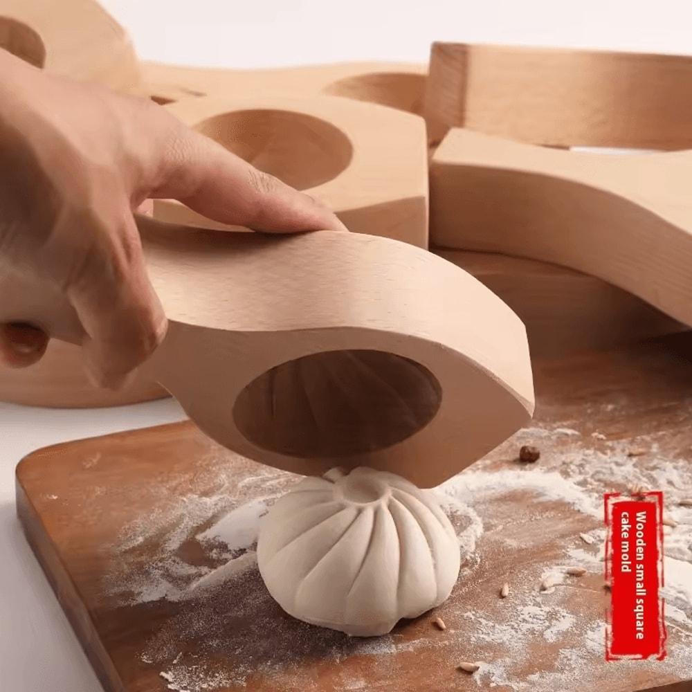 Solid Wood Handmade Mantou Stuffed Bun Mold Dough Shaping Tool For Steamed Buns 3