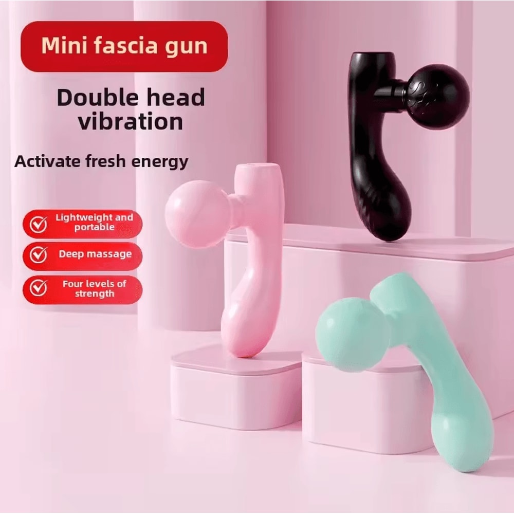 DoubleEnded Portable Fascia Gun Massager Silent Mini Deep Vibration Muscle Relaxer With 4 Gears 0
