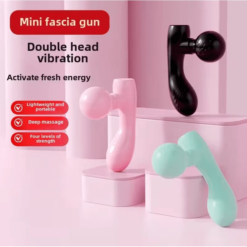 DoubleEnded Portable Fascia Gun Massager Silent Mini Deep Vibration Muscle Relaxer With 4 Gears 0