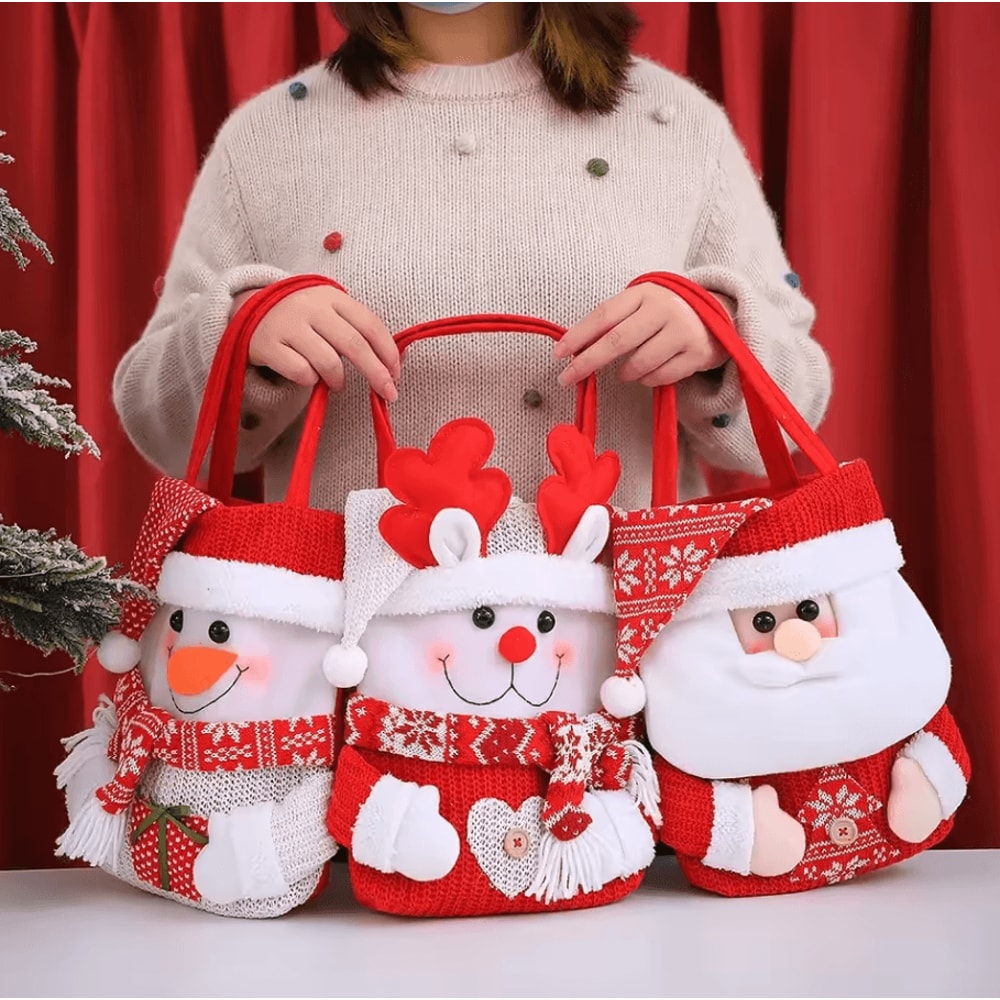 Festive Christmas Gift Tote Bags For Kids Cartoon Christmas Eve Candy Gift Sacks 1