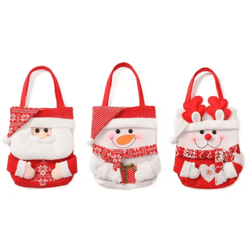Festive Christmas Gift Tote Bags For Kids Cartoon Christmas Eve Candy Gift Sacks 4