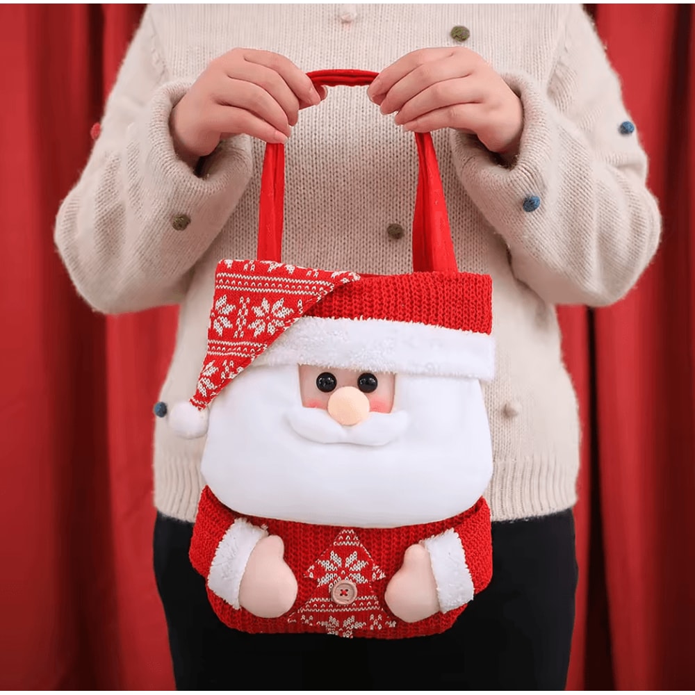 Festive Christmas Gift Tote Bags For Kids Cartoon Christmas Eve Candy Gift Sacks 5