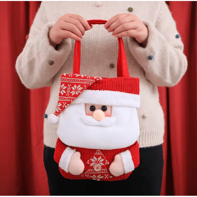 Festive Christmas Gift Tote Bags For Kids Cartoon Christmas Eve Candy Gift Sacks 5