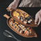 HighQuality Solid Wood Leaf Shaped Tray Waterproof Acacia Wood Serving Board For Steak Sushi More 2