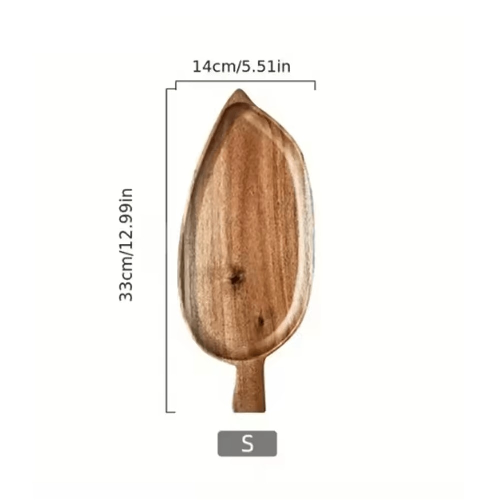 HighQuality Solid Wood Leaf Shaped Tray Waterproof Acacia Wood Serving Board For Steak Sushi More 6