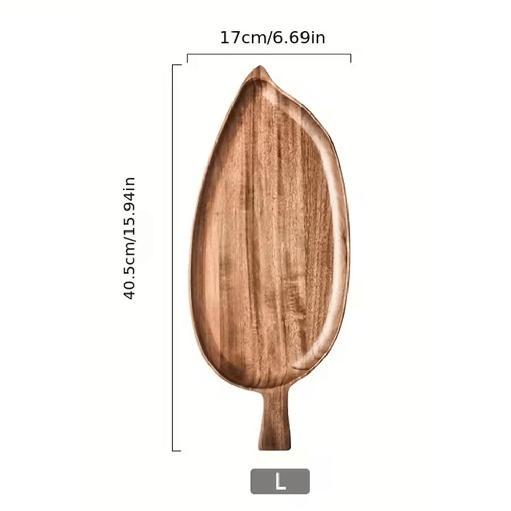 HighQuality Solid Wood Leaf Shaped Tray Waterproof Acacia Wood Serving Board For Steak Sushi More 7