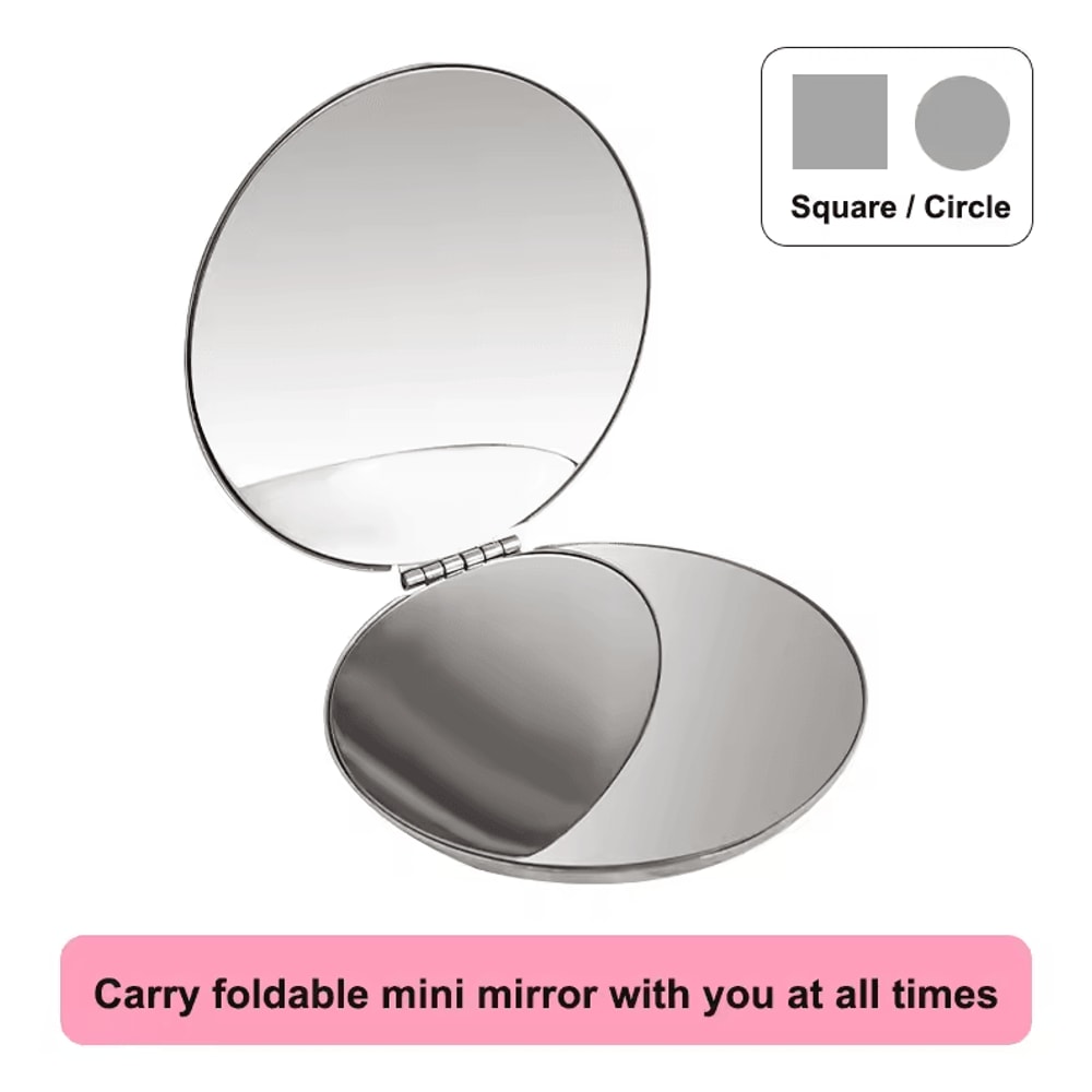 Ultra Slim Folding Cosmetic Mirror Shatterproof Stainless Steel Portable Pocket Makeup Mirror 0