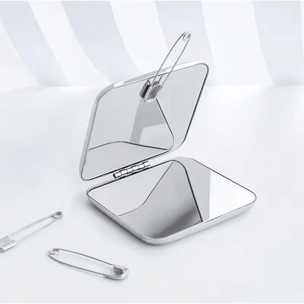 Ultra Slim Folding Cosmetic Mirror Shatterproof Stainless Steel Portable Pocket Makeup Mirror 2