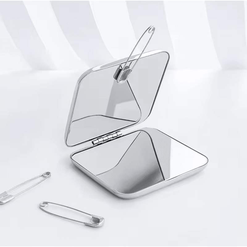 Ultra Slim Folding Cosmetic Mirror Shatterproof Stainless Steel Portable Pocket Makeup Mirror 2
