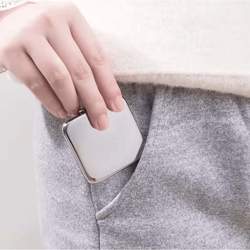 Ultra Slim Folding Cosmetic Mirror Shatterproof Stainless Steel Portable Pocket Makeup Mirror 4