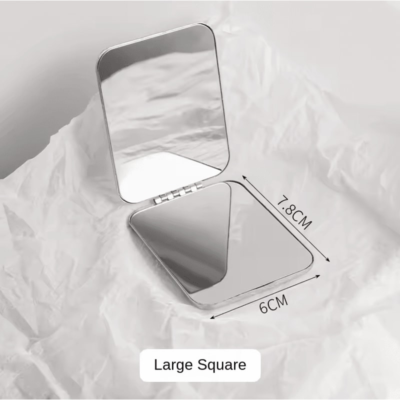 Ultra Slim Folding Cosmetic Mirror Shatterproof Stainless Steel Portable Pocket Makeup Mirror 6