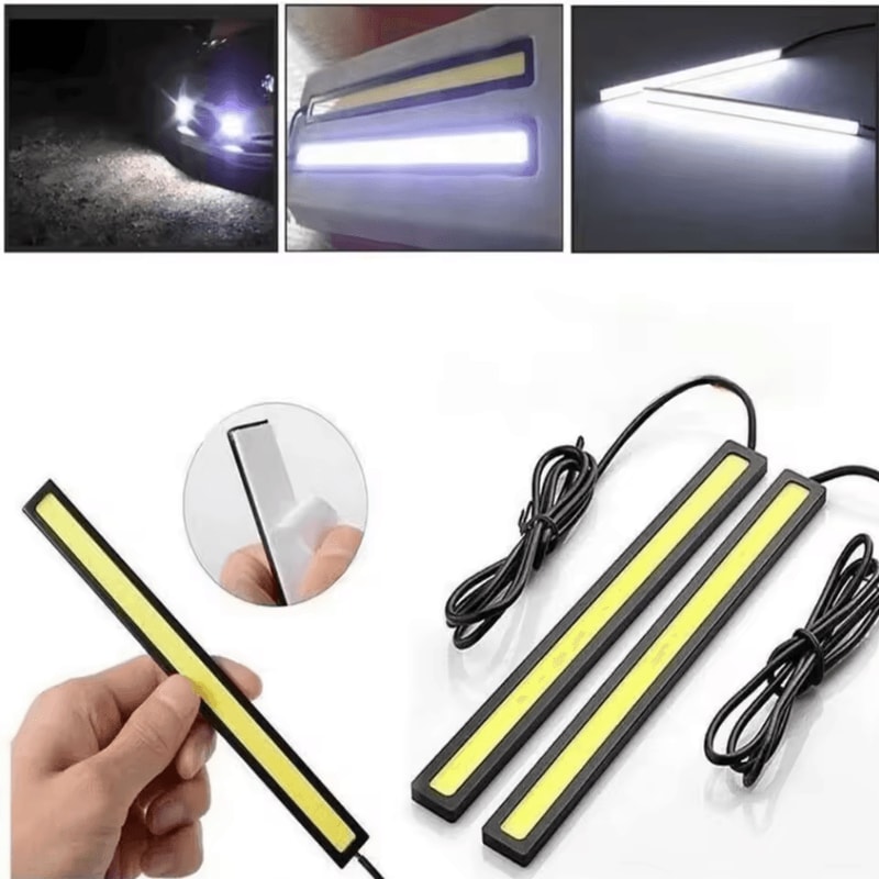 17 Cm LED Car Decor Strip Light COB UltraThin Waterproof 12V High Brightness Flexible Daytime Runn 0