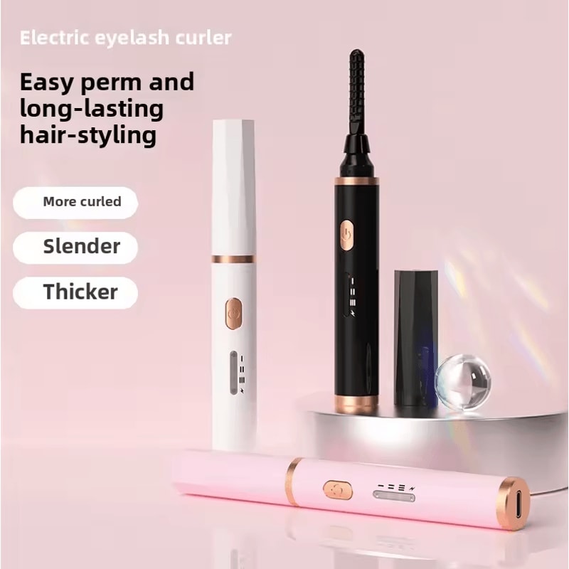 Portable Electric Eyelash Curler USB Rechargeable Heated Beauty Tool For LongLasting Lash Styling 0