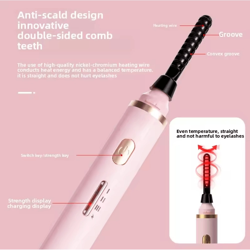 Portable Electric Eyelash Curler USB Rechargeable Heated Beauty Tool For LongLasting Lash Styling 4