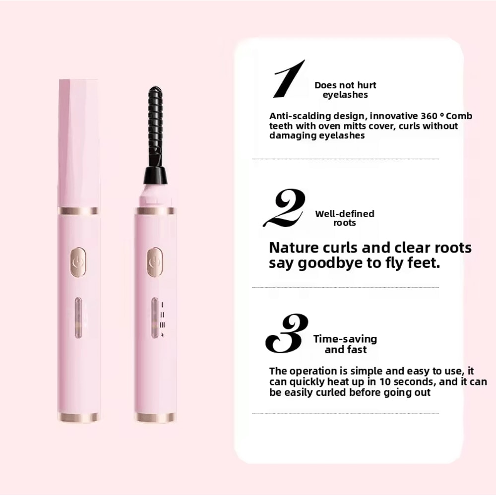 Portable Electric Eyelash Curler USB Rechargeable Heated Beauty Tool For LongLasting Lash Styling 5