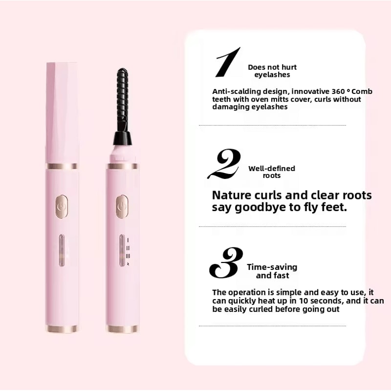 Portable Electric Eyelash Curler USB Rechargeable Heated Beauty Tool For LongLasting Lash Styling 5