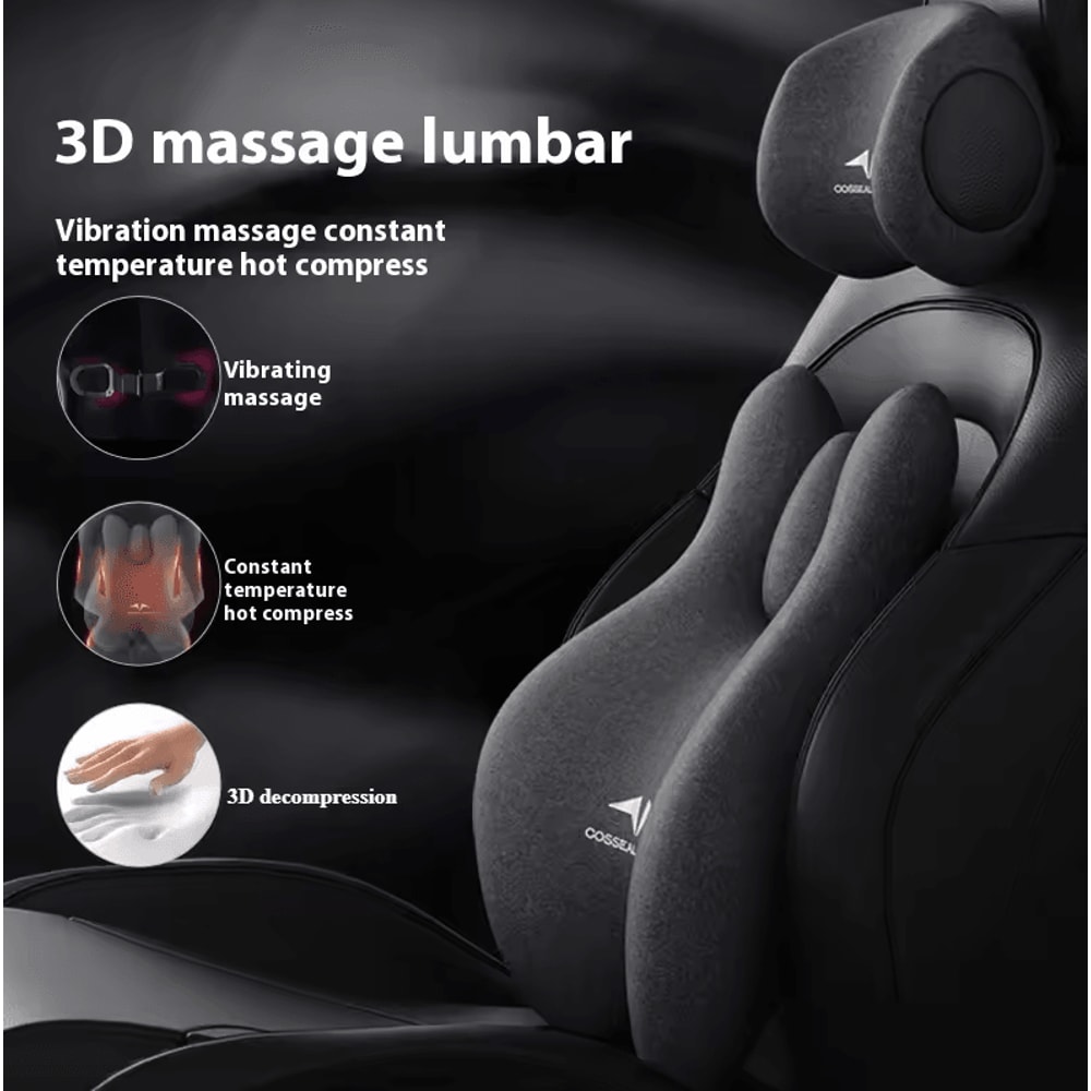 Universal Car Massage Seat Cushion Set Hot Compress Lumbar Headrest Support Pillow For Neck Prote 0