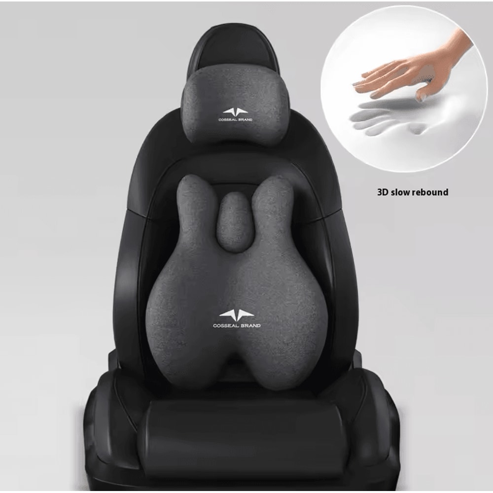 Universal Car Massage Seat Cushion Set Hot Compress Lumbar Headrest Support Pillow For Neck Prote 3