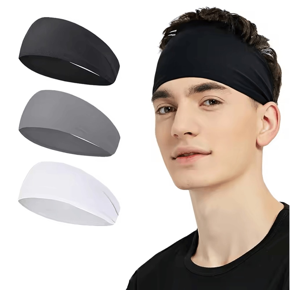 Sports SweatAbsorbent Headband Elastic Satin Fitness Head Band For Men Women 0