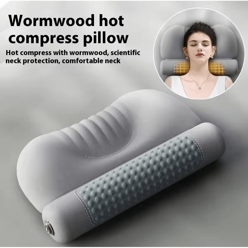 Upgraded Wormwood Hot Compress Cervical Pillow Therapeutic Heating Neck Cushion For Spine Support 0