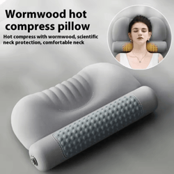 upgraded wormwood hot compress cervical pillow | therapeutic heating neck cushion for spine support & sleep aid