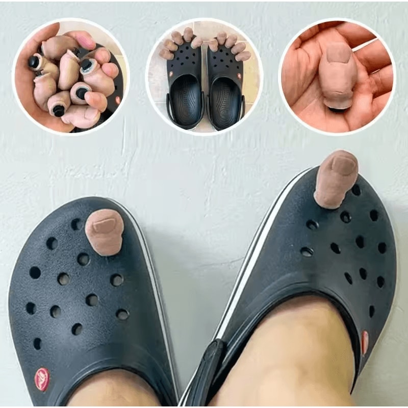 Creative 3D Funny Thumb Shoe Buckles Novelty Rubber Shoe Decorations For Sandals Shoes 510 Pcs 1