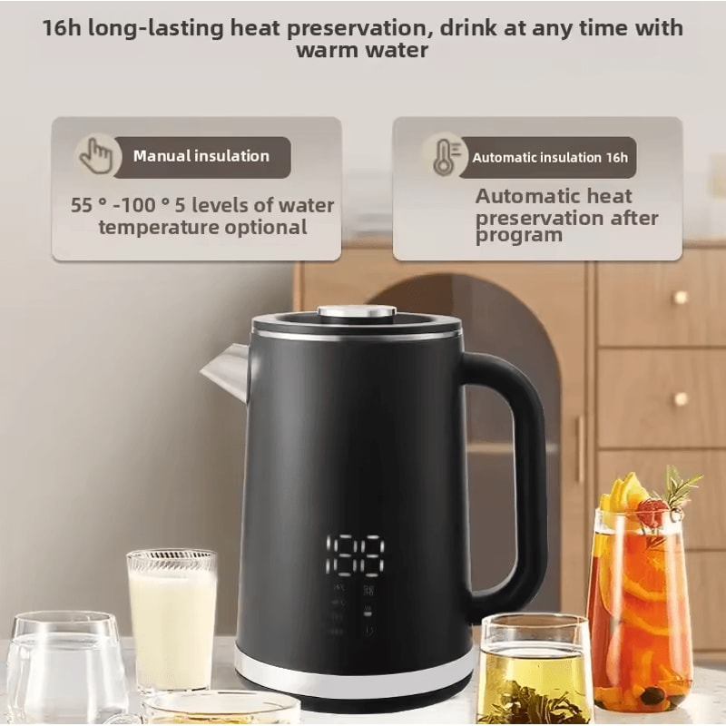 Smart Thermostatic 17 L Electric Kettle Stainless Steel DoubleLayer Insulated Boiling Water Kettle 2