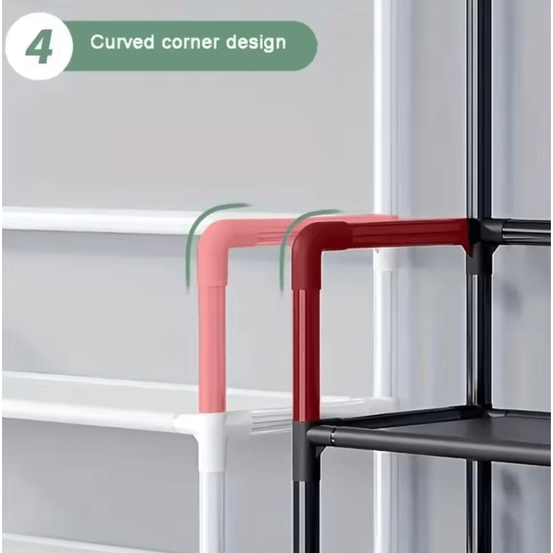 MultiLayer Clothes Shoe Rack FloorStanding Organizer With DIY Doorway Hanger Shelf 5