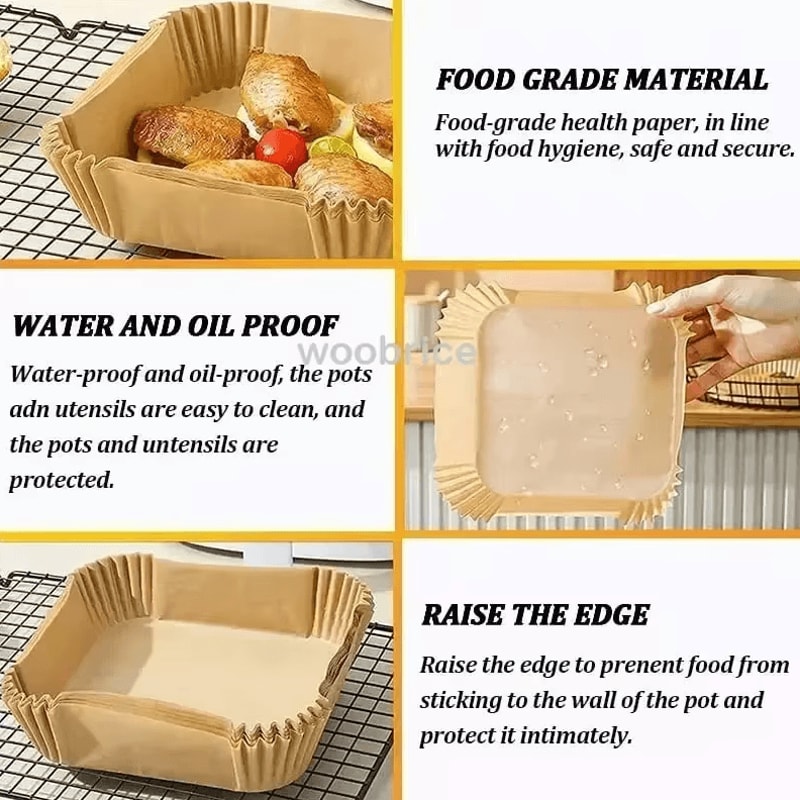 Air Fryer Disposable Liners NonStick Parchment Paper For Baking Roasting Microwave 50100 Pcs 3