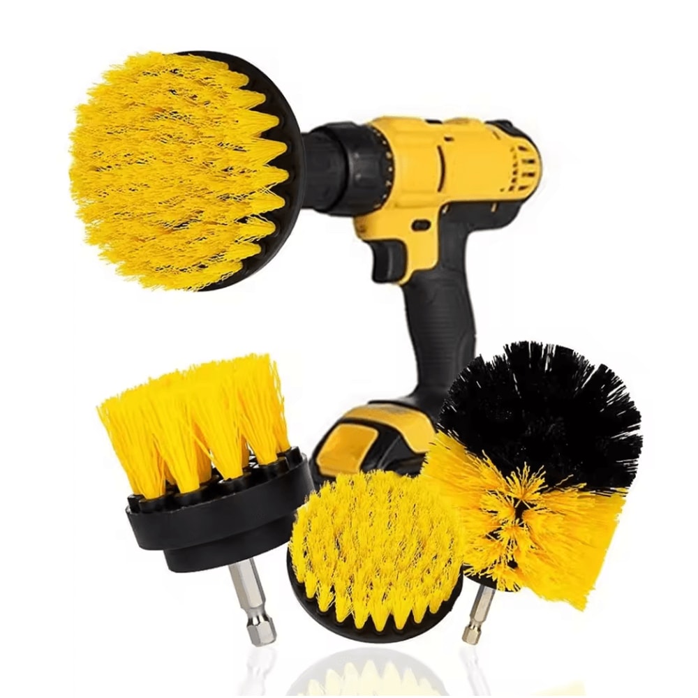 3Piece Electric Drill Scrubber Brush Kit Power Brush Heads For Carpet Glass Tires 2in 35in 4in 0