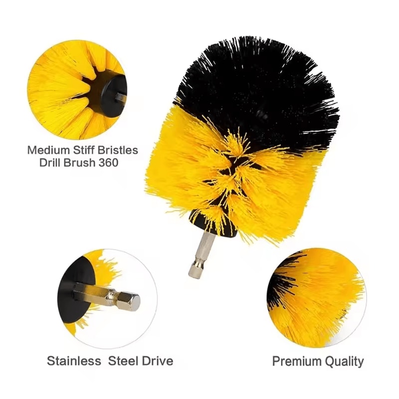 3Piece Electric Drill Scrubber Brush Kit Power Brush Heads For Carpet Glass Tires 2in 35in 4in 1