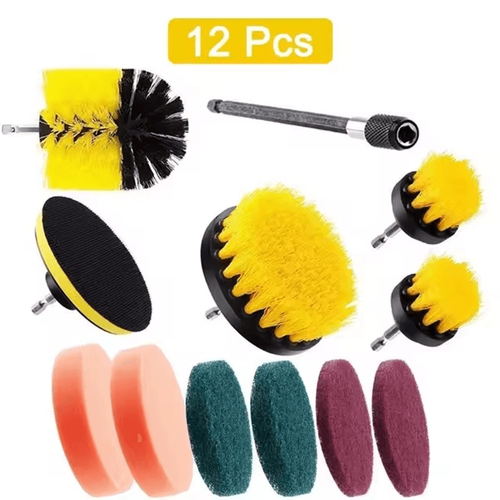 3Piece Electric Drill Scrubber Brush Kit Power Brush Heads For Carpet Glass Tires 2in 35in 4in 13