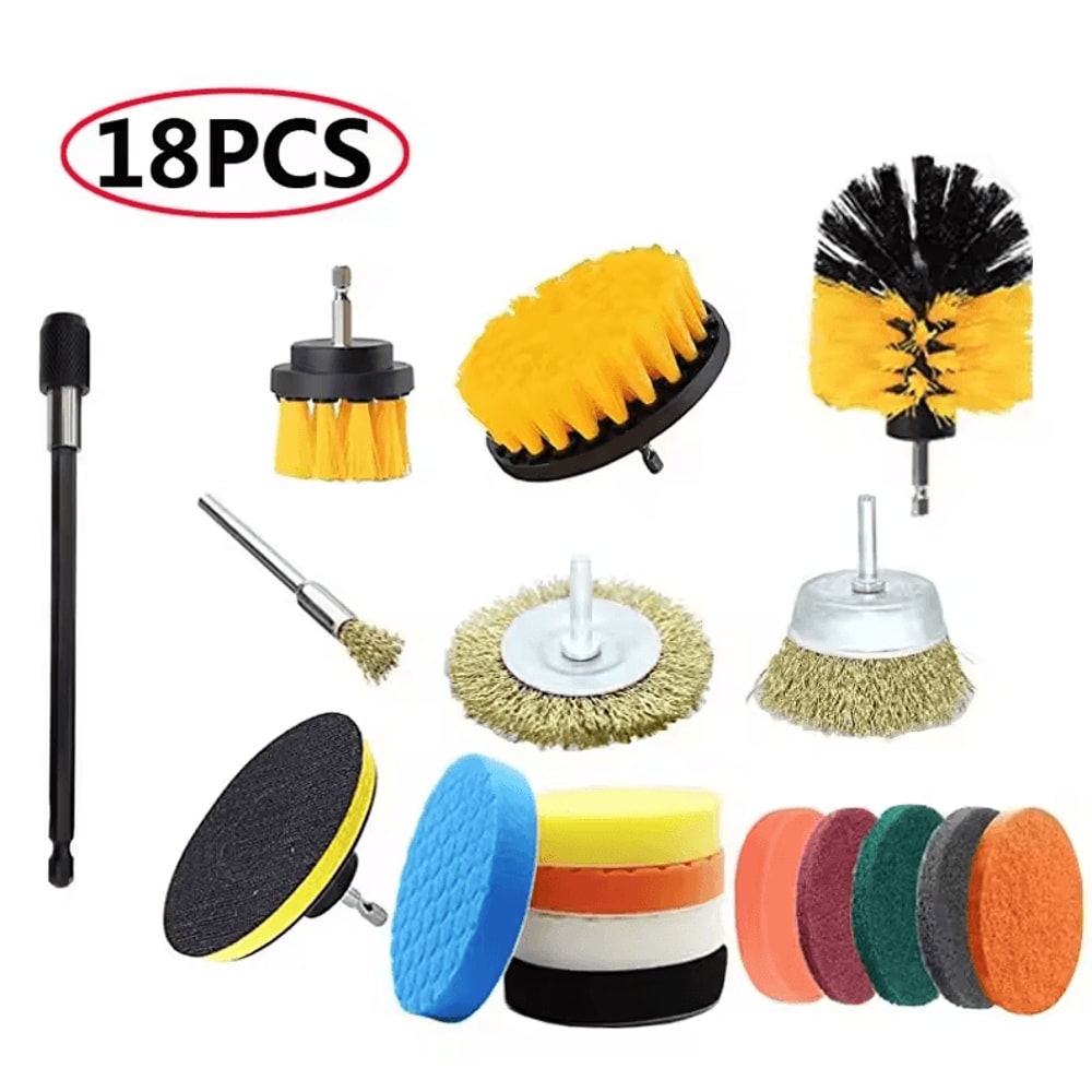 3Piece Electric Drill Scrubber Brush Kit Power Brush Heads For Carpet Glass Tires 2in 35in 4in 14