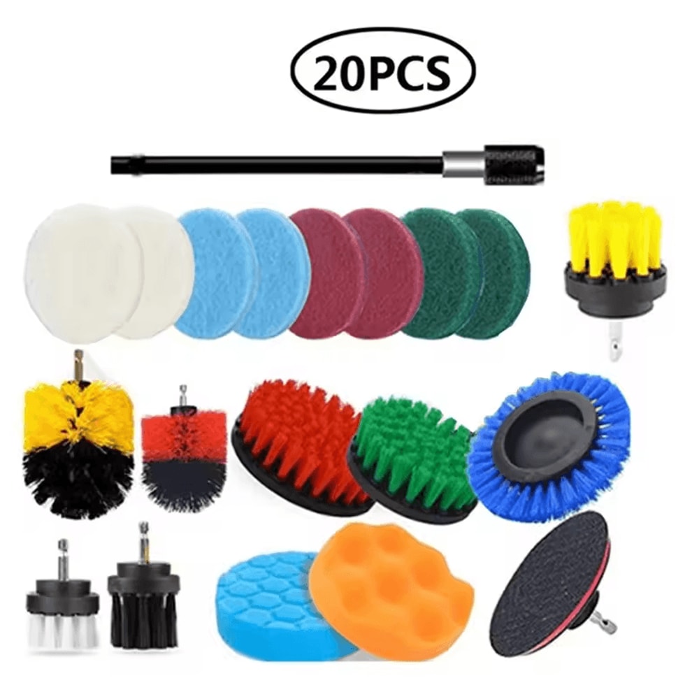 3Piece Electric Drill Scrubber Brush Kit Power Brush Heads For Carpet Glass Tires 2in 35in 4in 15