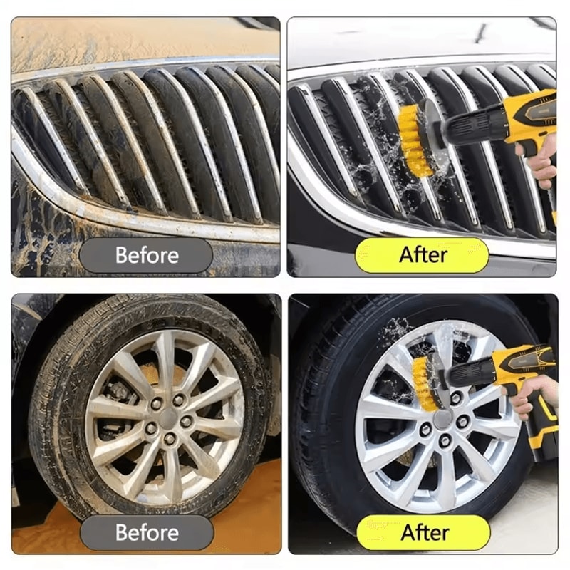 3Piece Electric Drill Scrubber Brush Kit Power Brush Heads For Carpet Glass Tires 2in 35in 4in 3